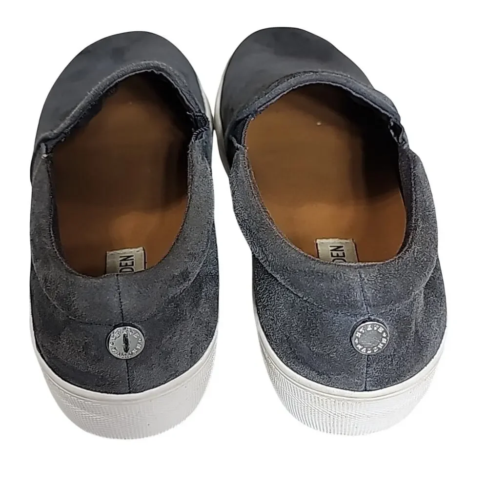 Steve Madden Womens Sz 7.5 Gills Gray Suede Platform Slip On Sneakers